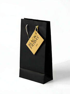 Black Friday 2025 Gold Tag on a Black Shopping Bag