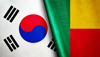 韓国の国旗とベナンの国旗(Korea Flag & Benin flag.)
