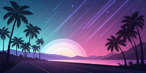 Neon Sunset Drive: An 80s Inspired Retrowave Landscape