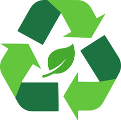Obraz premium Recycle symbol green arrows leaf flat vector icon design