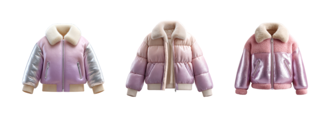 Chic Girl's Puffer Bomber Jacket with Metallic Sheen Stylish Kidswear Outerwear Fashionable Apparel Cozy Warm Clothing Comfortable Fit for Toddlers Contemporary Design Trendy Garment