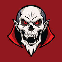 Fototapeta premium Fierce vampire skull with glowing red eyes and fangs