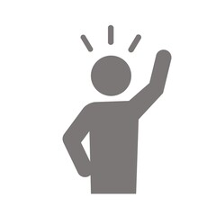 ひらめきを表す人物のピクトグラム(グレー)