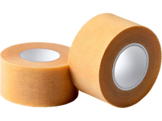 Elastic medical bandage roll isolated on transparent background, ideal for healthcare, sports, and first-aid design concepts.
