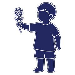 A Child Holding Out a Flower in a Generous Gesture of Friendship and Kindness Vector Illustration
