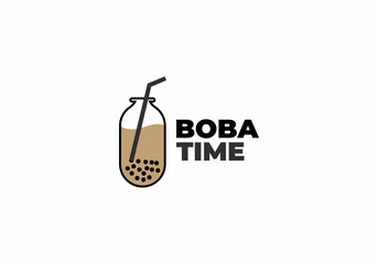 boba time logo vector illustration icon