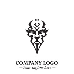 Head of Vampire Logo Symbol in Black on the White Background with Gothic Horror Vector Design