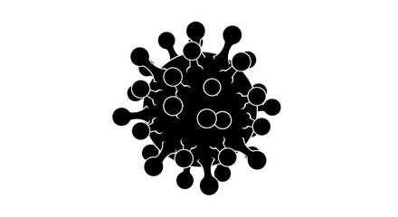Black Coronavirus Icon on White Background.