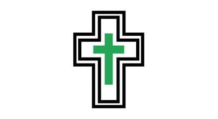 Obraz premium Double Cross Symbol with Green Inner Cross Design.
