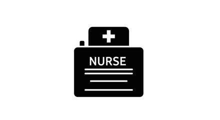 Nurse Icon Healthcare Professional Symbol in Black and White.