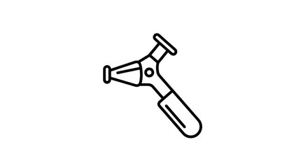 Line art icon of an otoscope for ear examination.