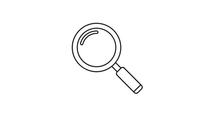 Magnifying glass icon simple line drawing.