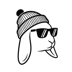 Obraz premium Llama with winter hat and sunglasses Vector illustration design