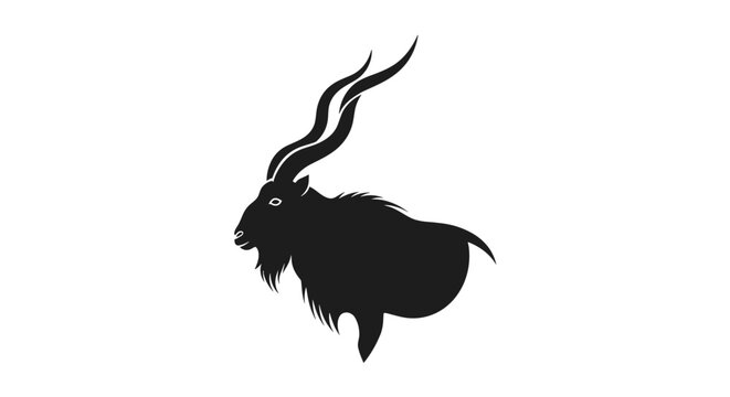 Silhouette of a Markhor with Majestic Horns.