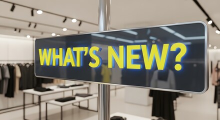 Neon sign reading 'What's New?' on a brick building in a city at night.