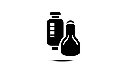 Various liquid containers represented by simple bottle silhouettes.