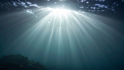 Obraz premium Underwater Serenity Light Beams Through Blue Ocean Water Scape Abstract Nature Tranquility Peaceful.