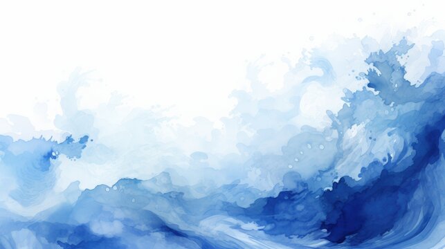 A serene abstract depiction of ocean waves in various shades of blue, creating a calming and fluid visual effect.