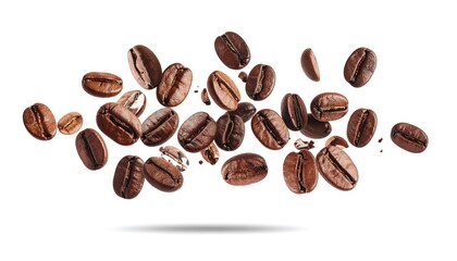Obraz premium Coffee Beans in Flight, High Quality Image.