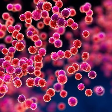 Microscopic View of Staphylococcus Aureus Bacteria Cells.