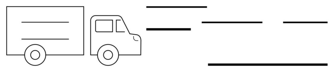Minimalist truck design with motion lines implying speed and efficiency. Ideal for logistics, delivery services, shipping, modern business, supply chain, fast service, simple flat metaphor