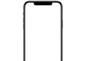 Sleek modern smartphone displaying a dark screen ready for use transparent background