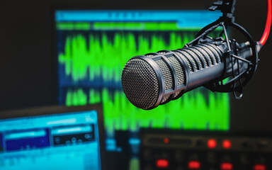 Background with a professional microphone