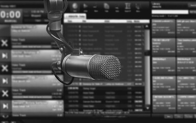 Background with a professional microphone