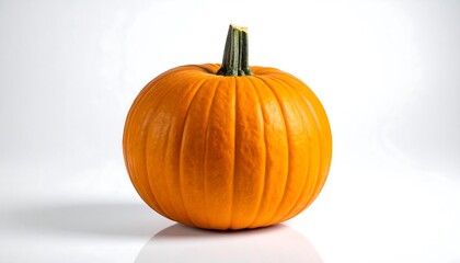 Obraz premium Vibrant Orange Pumpkin with a Sturdy Stem on White.
