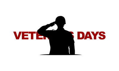 Saluting Soldier Silhouette Illustration with Veterans Day Text