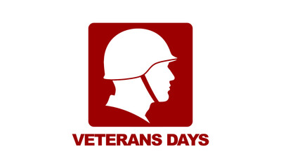 Red Helmet Soldier Silhouette Illustration for Veterans Day
