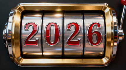 Slot Machine Display Showing 2026 Jackpot Year Numbers