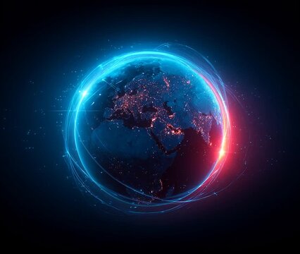 globe, earth, world, planet, map, global, business, technology, sphere, AI, space, communication, concept, vector, digital, computer, continent, network, light, internet, art, blue, illustration