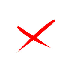 Red cross mark symbol isolated on transparent background