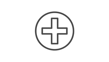 Obraz premium Simple plus sign inside a circle with a dark outline.