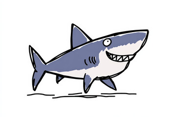 shark, cartoon illustration style with rough black linear outlines