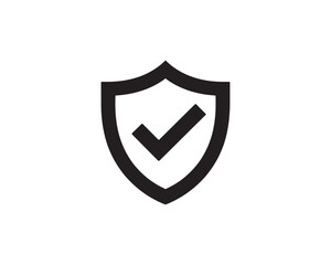 simple shield icon with checkmark in black  minimalist design for security ui and web