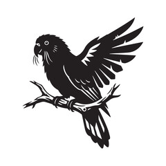 Obraz premium Minimalist Black and White Crow Silhouette Vector Icon