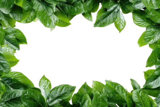 Natural Frame of Life: A vibrant display of nature, creating a captivating frame with fresh green leaves surrounding an open, inviting space. - Powered by Adobe