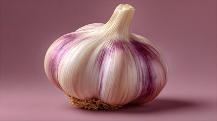 garlic on apinkk background