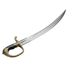 Obraz premium Ornate Curved Sword with Damascus Blade isolated on a transparent background