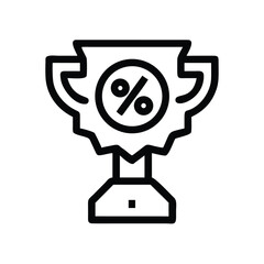 Trophy With Ribbon Percent Sign Vector Illustration