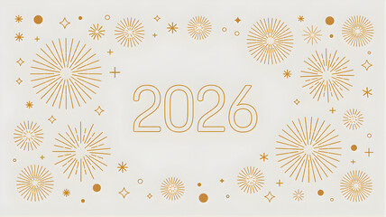 Golden Fireworks Celebrate the Arrival of 2026 A Festive New Year's Design