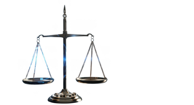 Scales of justice isolated on transparent background