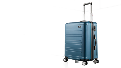 Professional Studio Photograph of a Modern Teal Hard-Shell Suitcase with Spinner Wheels