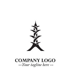Tower Logo Symbol in Black on the White Background with Simple Modern Architecture Design