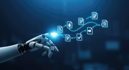 Automated document processing with AI automation artificial intelligence robot hand workflow technology digital transformation