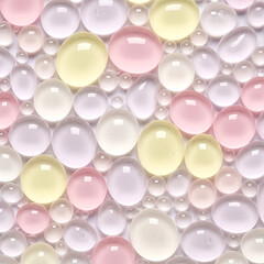 Pastel Water Beads: Abstract Texture with Pink, Yellow, and White Spheres