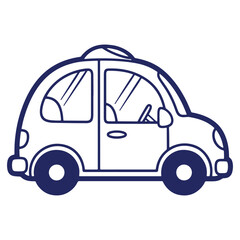 Stylized Car Illustration on White Background With Rounded Edges Offering a Playful Design for Transportation Concepts