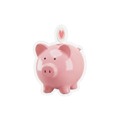 Obraz premium Pink Piggy Bank with Heart Detail isolated on a transparent background